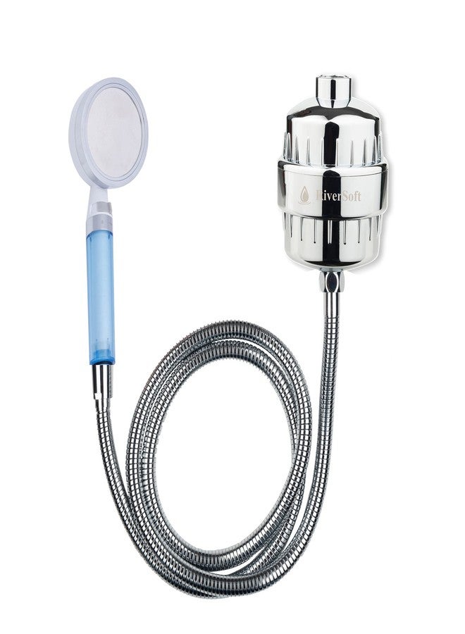 RiverSoft Combo pack handshower filter, Hose 1.5 m with Bliss-15 shower-tap filter for high hardness water |Water softener for bathroom (ABS, Chrome, Pack of 1) - Image 1
